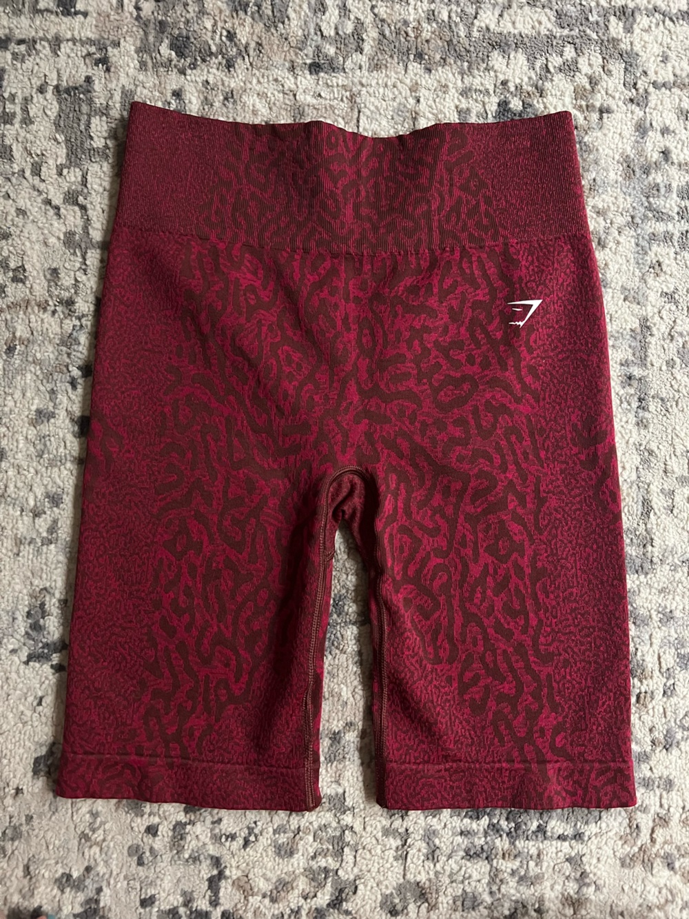 Gymshark Burgundy‎ Red animal print High-Waist Bike Shorts